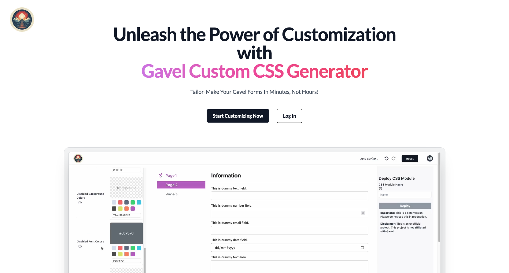 Gavel Custom CSS Generator 